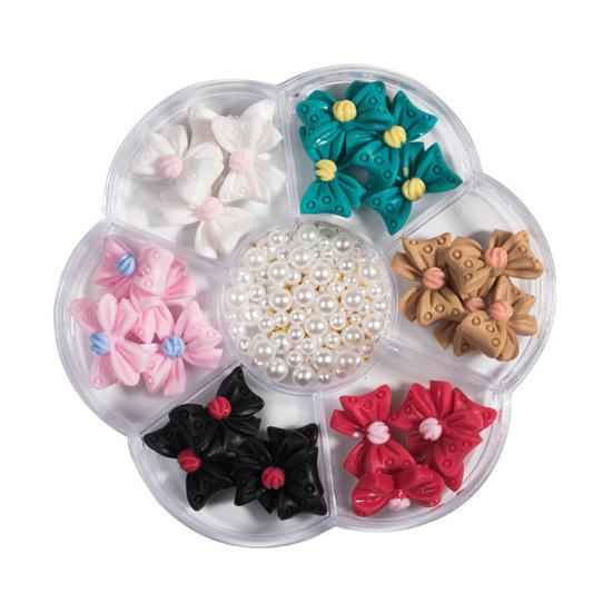 1 Cutie Fundițe Nail Art Pastă Tridimensională Ușor DIY Fundiță Rășină Perlă Faux Amestecat Floare de Prun