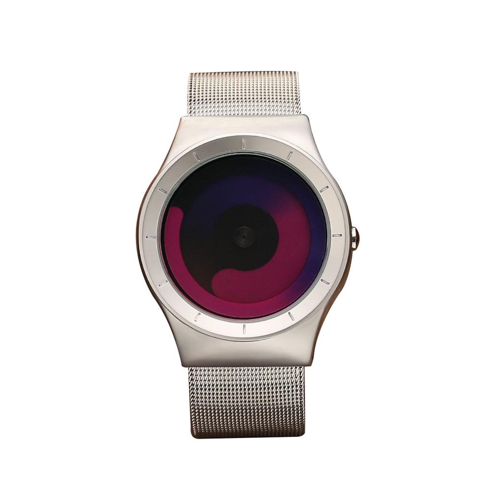 Fashionable trendy man watches personalized creativity no pointers starry vortex circular dial quartz watch relojes para hombres