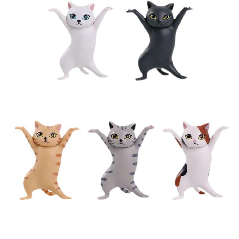 Charming Cat Pen Holder: TikTok's Cute Japanese Dancing Cat with Raised Paws, Functional and Adorable, Colorful Toy.