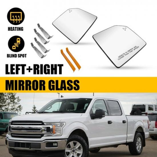 Driver Passenger Side Heated Mirror Glass W Blind Spot For 2015- Ford F150