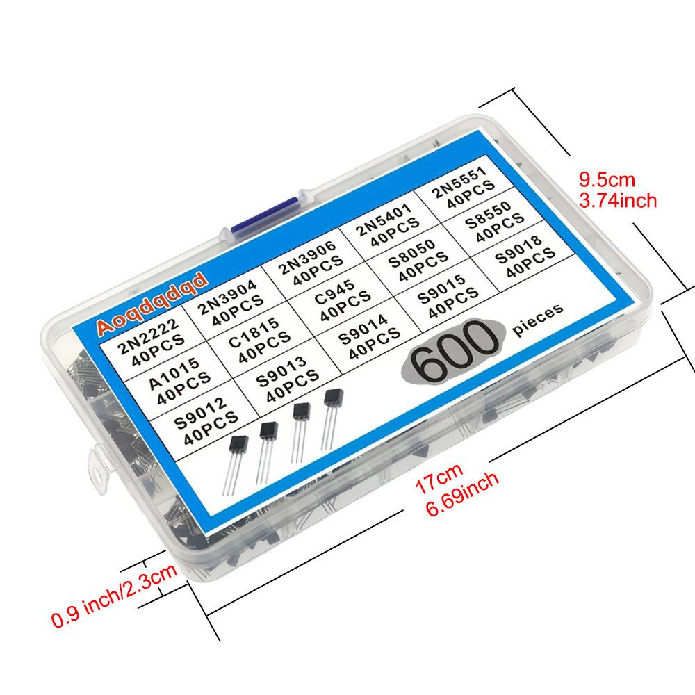 600pcs In Line Transistor NPN TO-92 PNP 2N2222-S9018 Foreign Trade Electronic Components Sample Box