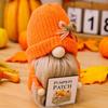 Autumn Bow Knitted Hat, Wooden Plaque, Faceless Doll, Festival Decoration Doll, 1 piece
