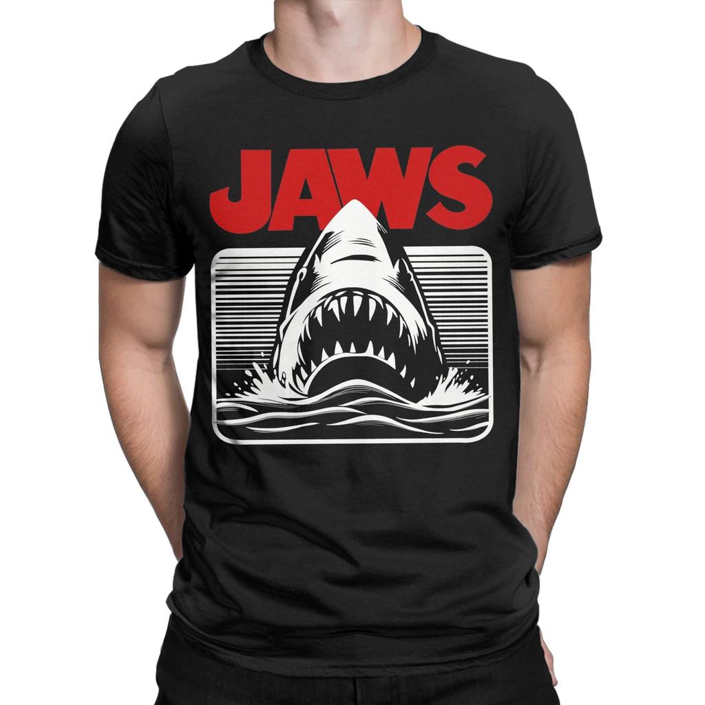 Movie Jaws 50th Anniversary T Shirt for Men Pure Cotton Novelty T-Shirt Crew Neck Tee Shirt Short Sleeve Clothing Adult