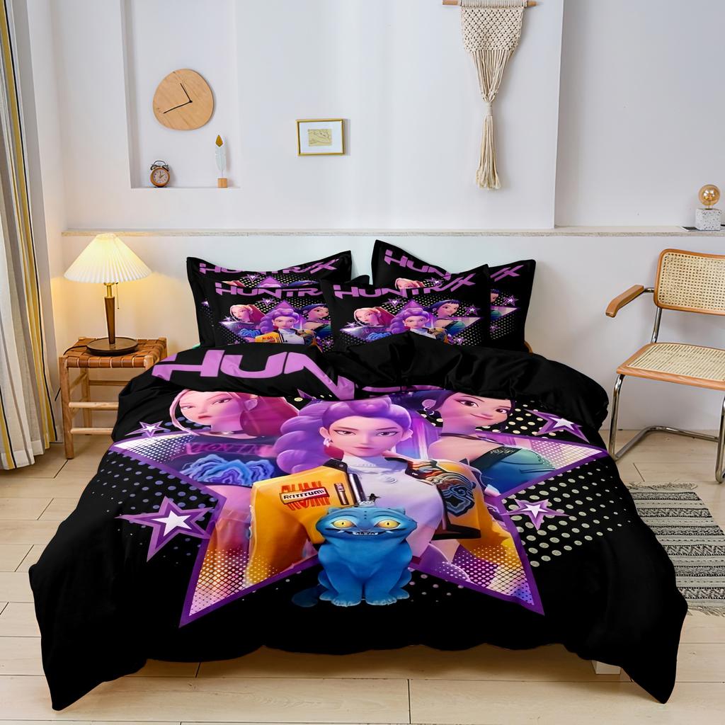 Kpop Demon Hunters Huntrix Bedding Set Single Twin Full Queen King Size Bed Set Adult Bedroom Sets BedDuvet Cover