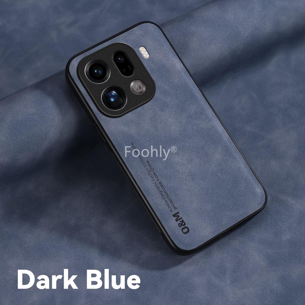 Nubuck Leather Shockproof Magnetic Case for OPPO Find X9 Pro Protective Cover Back Shell Coque Funda