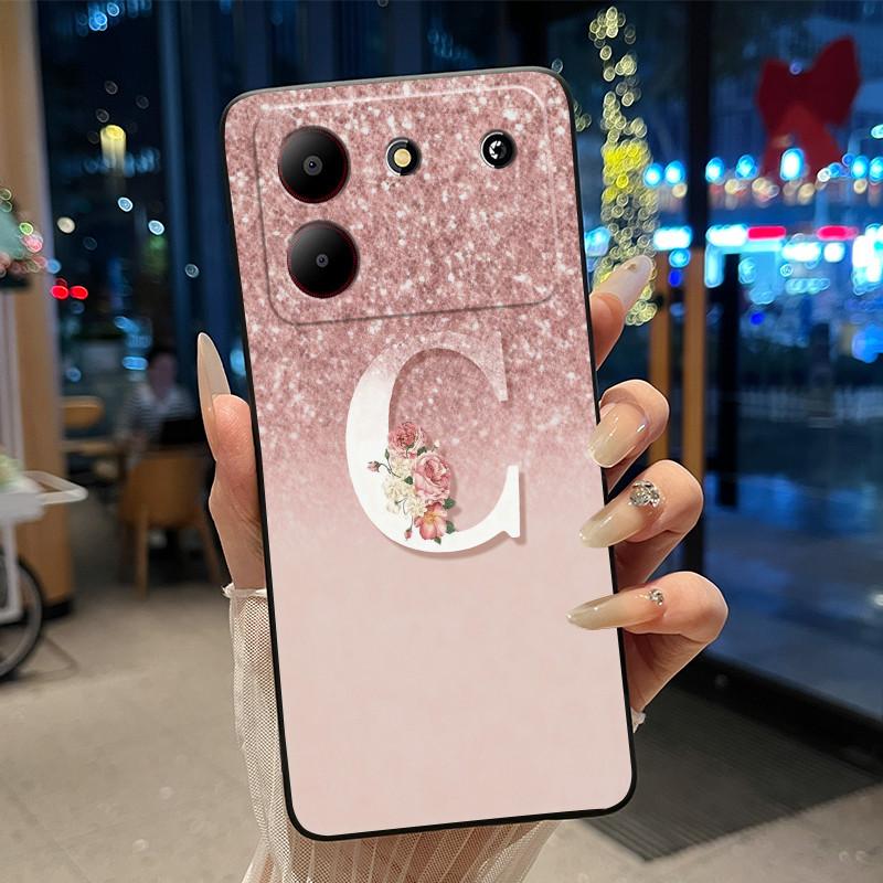 Case For ZTE Blade A54 4G Soft Silicone Black Shell ZTE Blade A54 4G Beautiful Letter Starry Sky Pattern Anti-scratch Cover