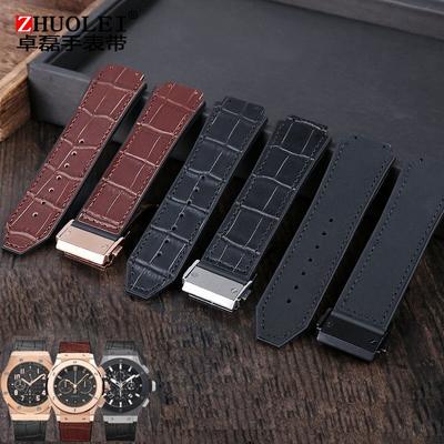 Für Hublot Strap BIG BANG Armband Edelstahl Schnalle Freies Werkzeug Männer Neue Echtes Kuh Leder Gummi Armband 26*19mm Braun Schwarz