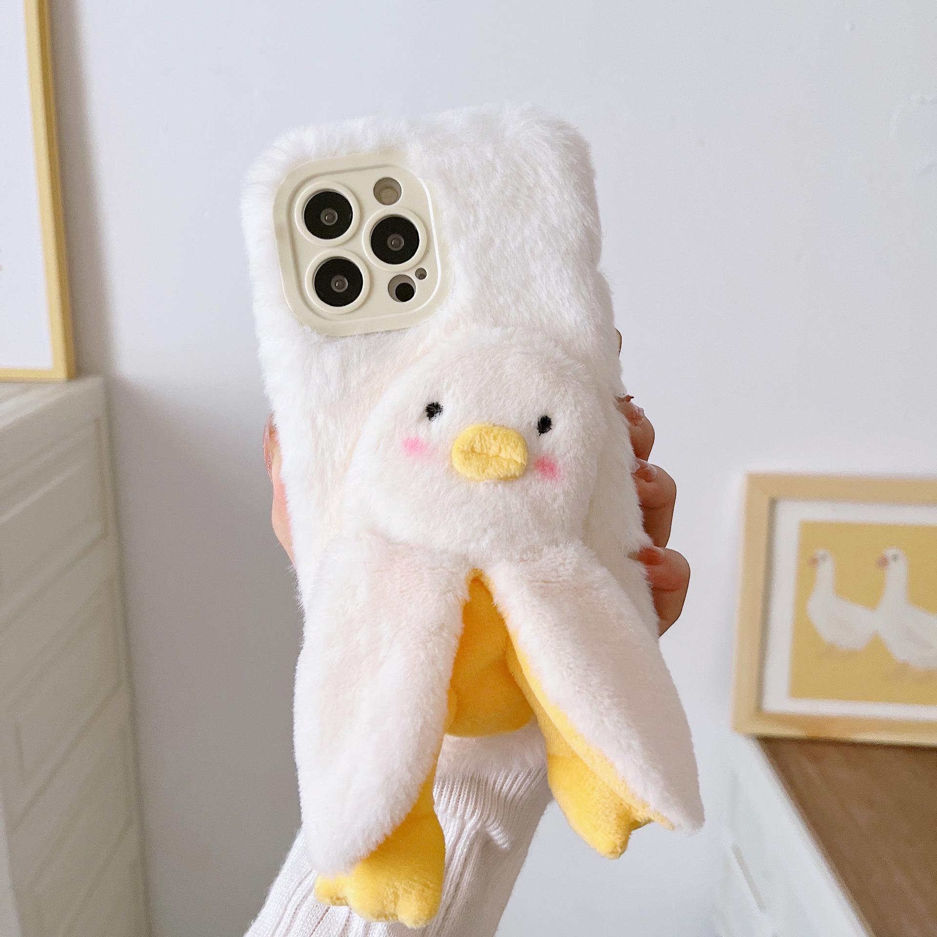 

Mango Duck Plush Phone Case for iPhone 13/14/15 Pro Max - Cute Autumn/Winter Design iPhone 17