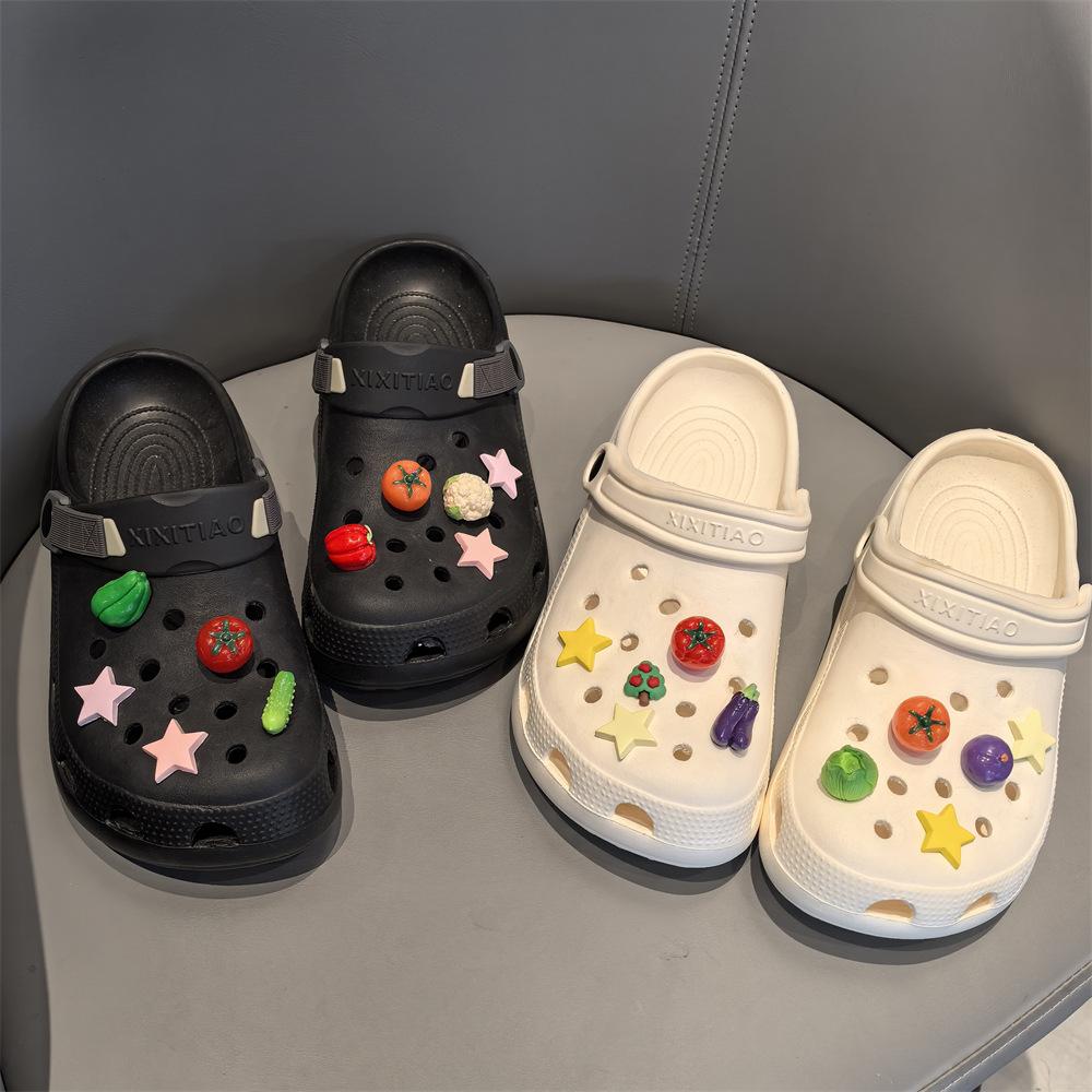10Pcs New 3D Vegetable Shoe Charms Set Cucumber Tomato Eggplant Chili Shoe Decorations DIY Detachable Buckle Shoes Accessories