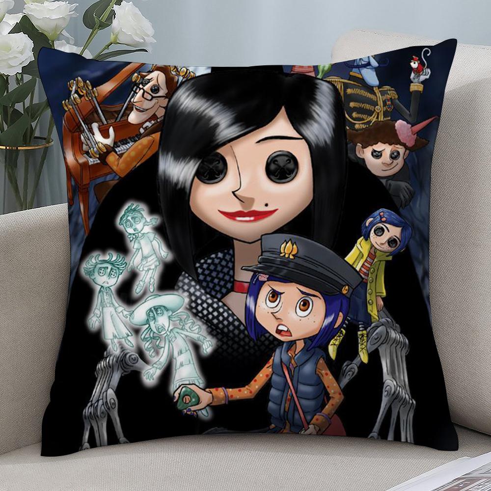 

Cartoon Coraline Pillow Case Short Plush Sofa Decorative Gift Home Double-sided Printing Cushion 12x12in 30x30cm
