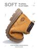 Men's High-Top Warm Genuine Leather Martin Boots - Yellow, Casual Outdoor Hiking & British Work Style for Autumn/Winter