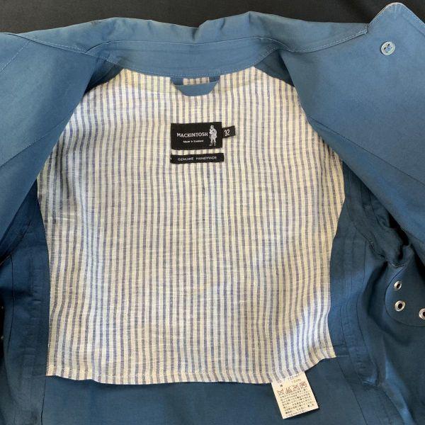 Made in Scotland Mackintosh Rubberized Trench Coat/Women's 32/Light Blue/Hidden Button/Waterproof(USED)