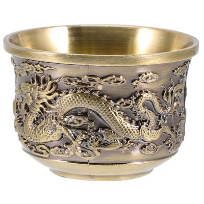 1pc Vintage Tea Cup Glasses Goblet Tumbler Chalice Kungfu Royal Brass Shot Drinking Teacup Metal Alloy Retro Dragon Wine Cup