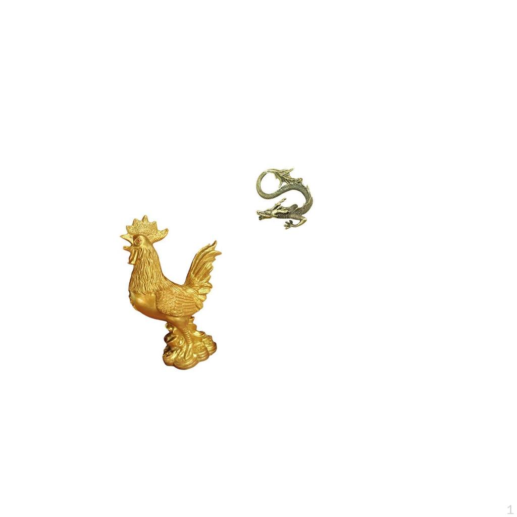 Chicken Feng Shui Brass Figurine Sculpture for Birthday Anniversaries Housewarming Hotel Home Office