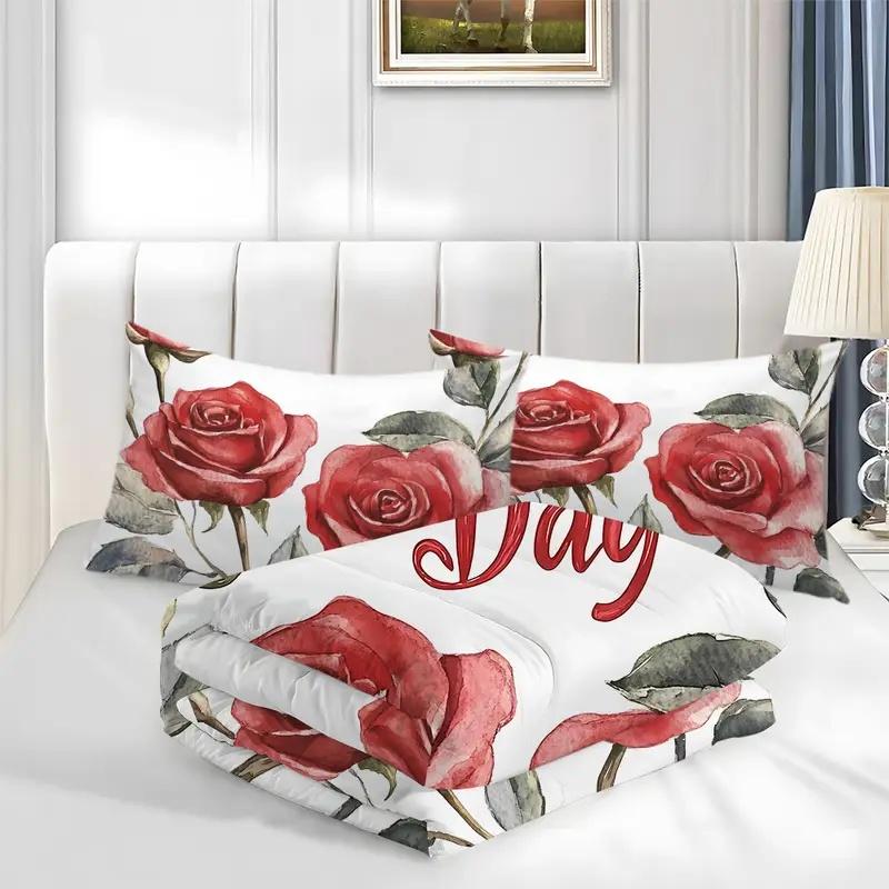 Valentine's Day 3pcs Pink Truck Polyester Bedding Set - Includes Duvet Cover & Pillowcases, Soft & Comfortable