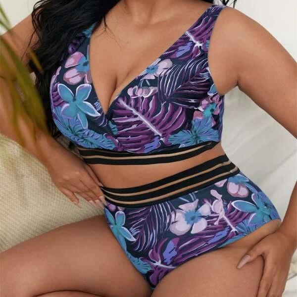 2024 Plus Size High Waist Sexy Split Bikini for Women