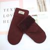 New Winter Warm Women's Sheepskin Gloves Thickened Wool Lined Solid Finger Leather Gloves