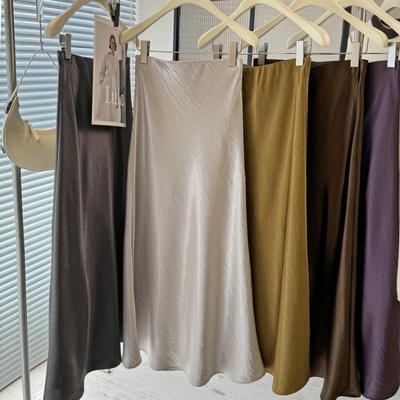 Thirteen Lines of Early Spring New Models, Beautiful Satin Luster, High Waist and Thin Fishtail Skirt Temperament A-shaped Skirt