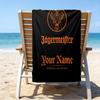 Custom Name Beach Towel Jager-meister Spirit Drink Beach Towel, Soft Microfiber, Gift for Her/Him, Birthday, for Pool, Beach, Travel, Fan gifts