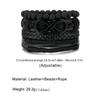 Personalized 4-Piece Black Bead & Leather Bracelet Set for Girls & Boys – Perfect for Parties & Festivals