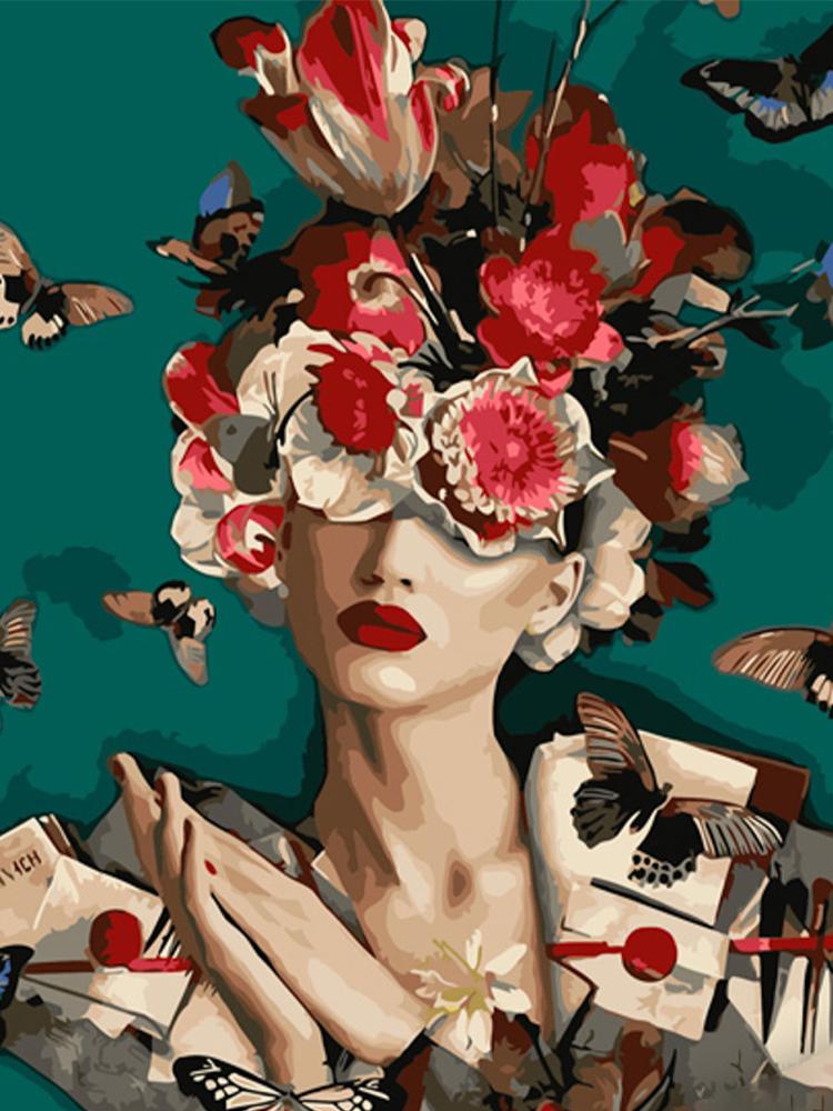 5D Malowanie Diamentami DIY Obraz Kobiety Kwiat Pełny Kwadratowy Okrągły Diament Haftowany Portret Mozaika Kwiat Dekoracja Domu