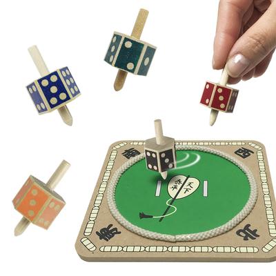 [Nostalgic Toy Beginner Set] Dice, Sumo Ring, Top, Wooden Dice, Brain Training, Number Game, Educational Toy, Folk Toy (Dice, Sumo Ring, Top)