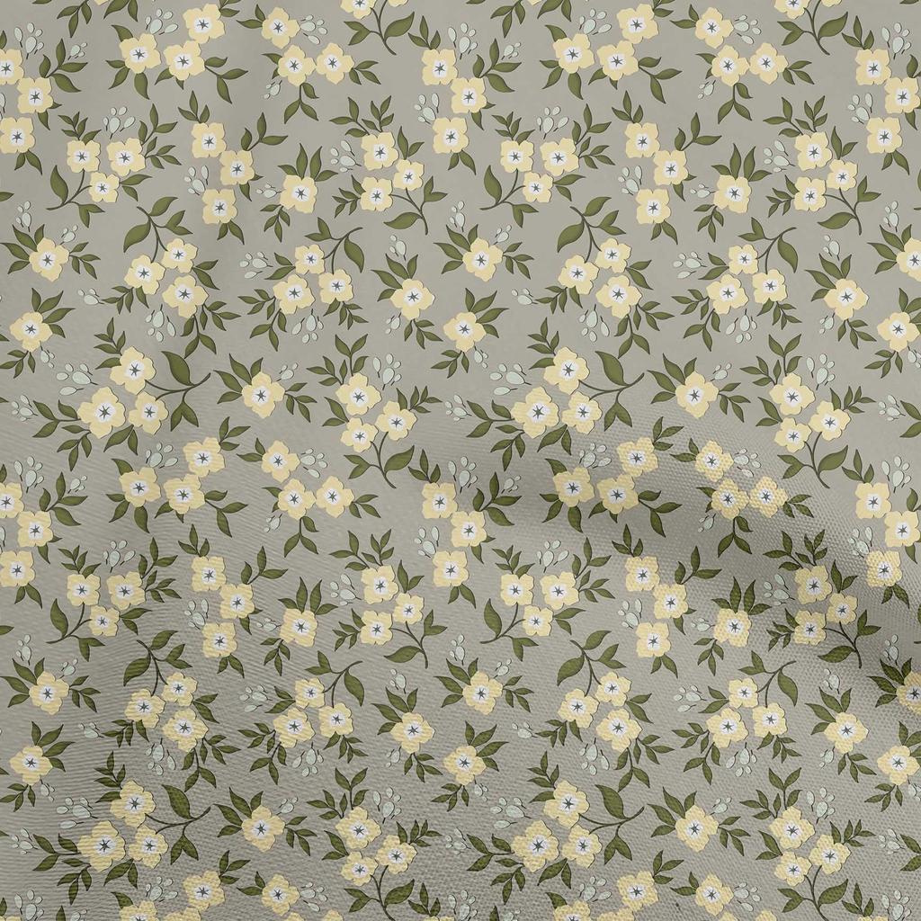 oneOone Tkanina bawełniana Flex w kolorze szarym, kwiaty, pikowanie, materiały do szycia, nadruk, 40 cali