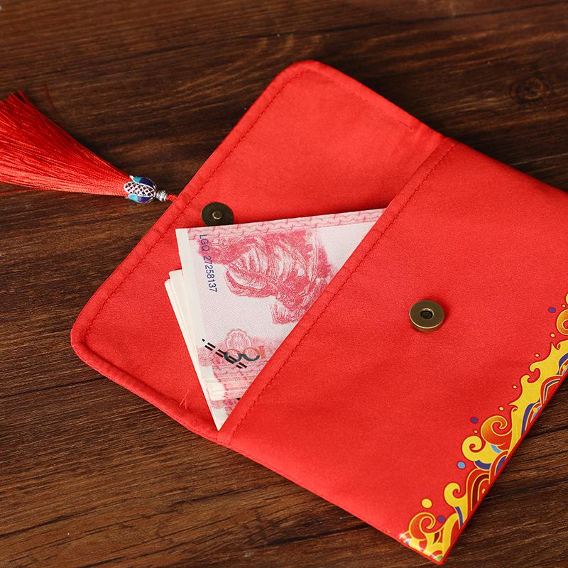 Birthday Packet Creative  Fabric Envelope Red Envelope Tassel Detail Wedding Storage Bag For Special Occasions Wedding
