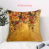 Gustav Klimt Style Floral Pillow Cover Golden Art Print Boho Vintage Cushion Case For Sofa Bed Couch Elegant Artistic Home Decor