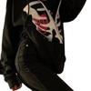 2023 European and American New Hoodie Skull Hiphop Sweater Women's Loose Street Sports Zipper Cardigan Y2k Jacket