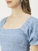 Moomaya Robe d'été en viscose rayonne imprimée, robe longue à smocks à col carré