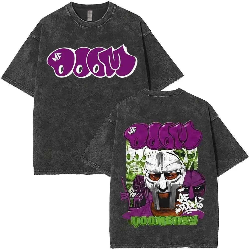 2026Vintage Rapper Mf Doom Tour Washed T Shirts Mens Women Fashion Oversized T-shirts Y2K Hip Hop Gothic Short Sleeve T 467