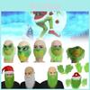 Grinch Half Face Mask With Green Hair And Whimsical Design For Christmas Celebrations