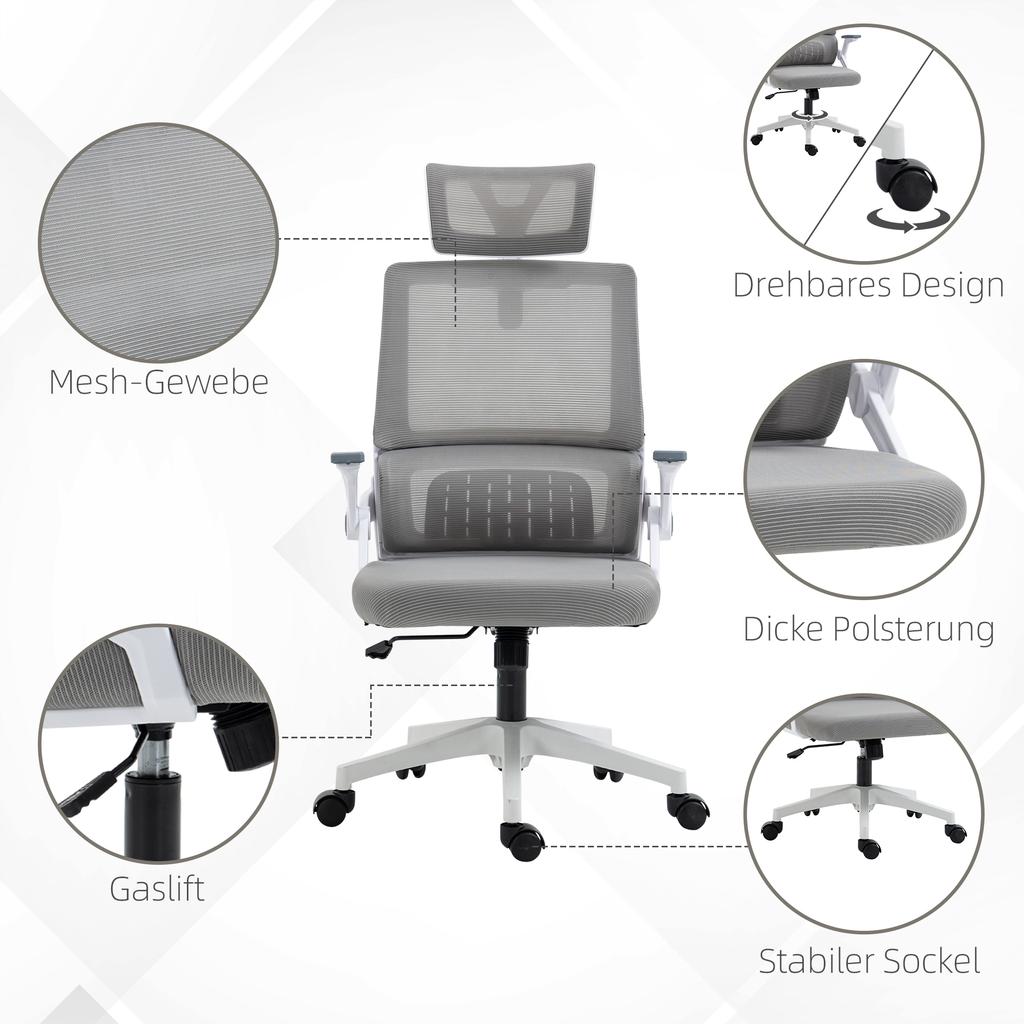 Office Chair Desk Chair Office Chair, height-adjustable, 1 headrest, 60 x 61 x 121.5 cm, Black