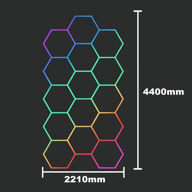 RGB Hexagon Garage Light 110-265V Hexagon LED Lighting APP Remote Control Honeycomb Lamps Car Wash Repair Decor Ceiling Lighting