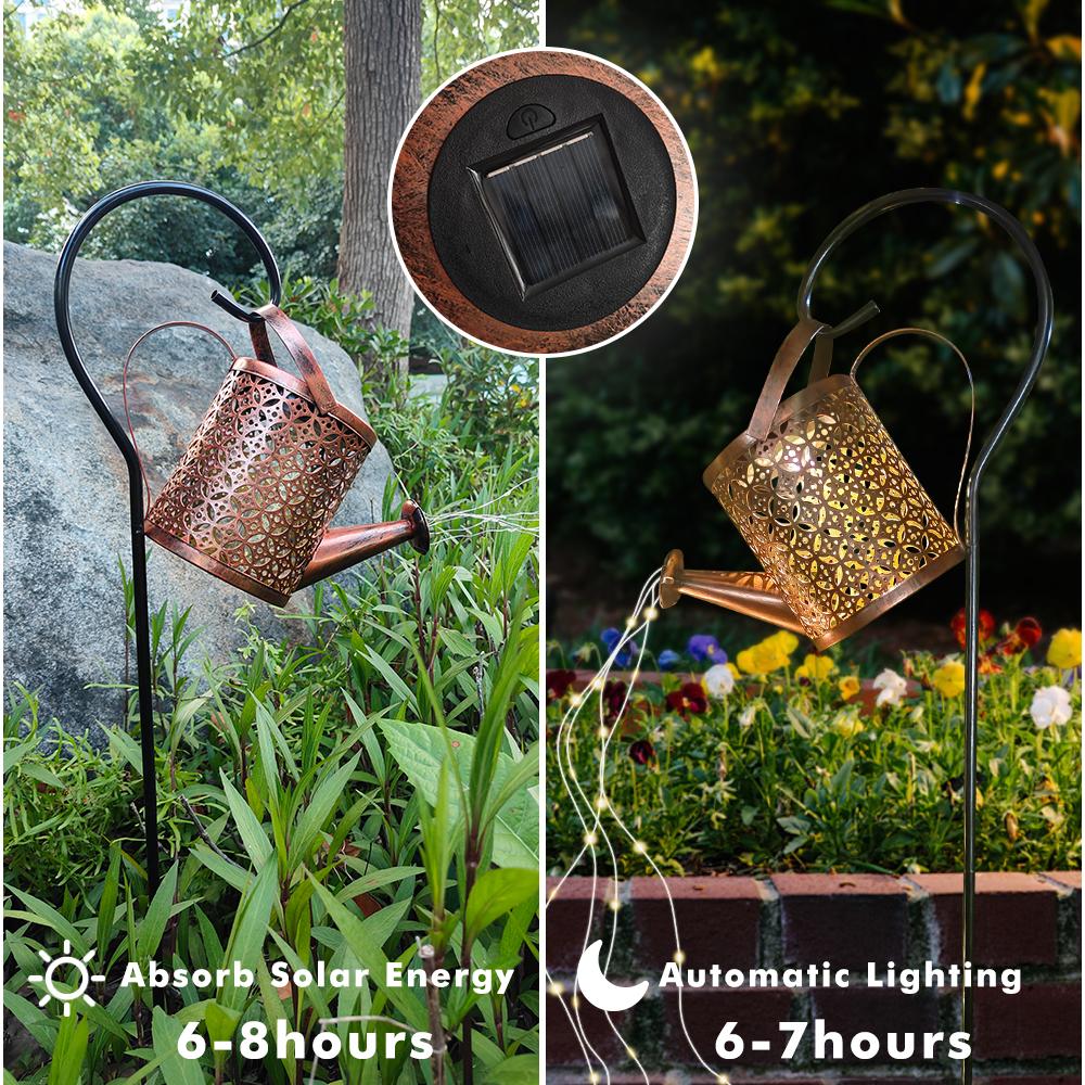 Solar Kettle Lights Outdoor Garden Decor Hanging Waterproof Watering Can Landscape Lights Decorations for Yard Front Porch Patio