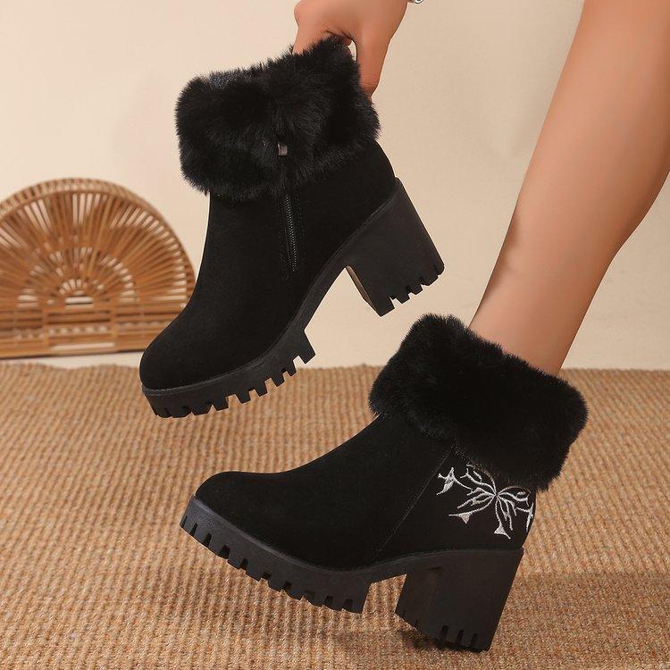Women's lining padded warm cold does not tired feet heightening soft elastic comfortable shock absorption waterproof non-slip casual snow Martin boots