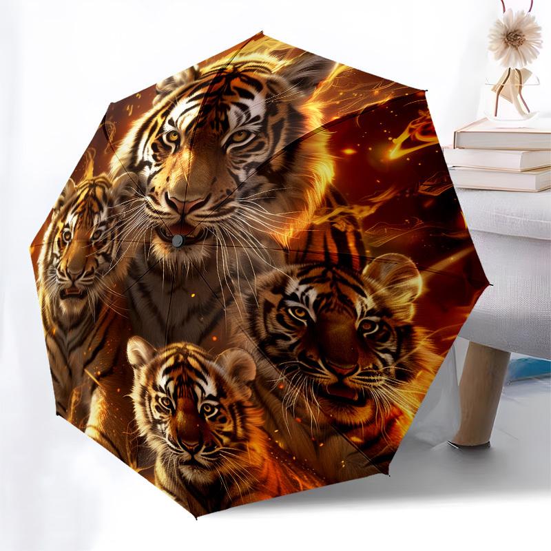 Tiger Family- Automatic Umbrella,Suitable for Men and Women,Suitable for Birthdays, Christmas, Gifts for Fashion Lovers0932b