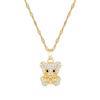 Light Luxury Cute Bear Full Of Zirconium Inlaid Real Gold Necklace Women'S Transfer Collarbone Chain With Jewelry