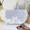 Cute Girls Quilted Cotton Crossbody Bag Outdoor Portable Student Ladies Storage Handbags Bow Lace Plaid Women Shoulder Bags