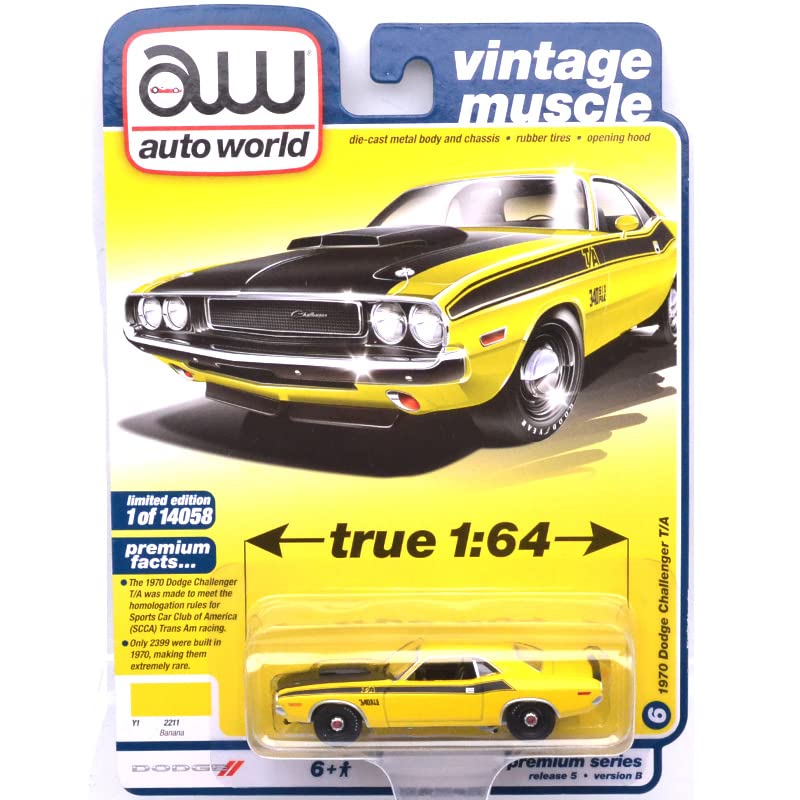 

auto world ПРЕМИУМ ВЫПУСК DODGE CHELLENGER Auto World масштаб премиум выпуск Dodge Challenger 164 МАСШТАБ 1970 T/A (БАНАН) 164 1970 T/A (Банан)