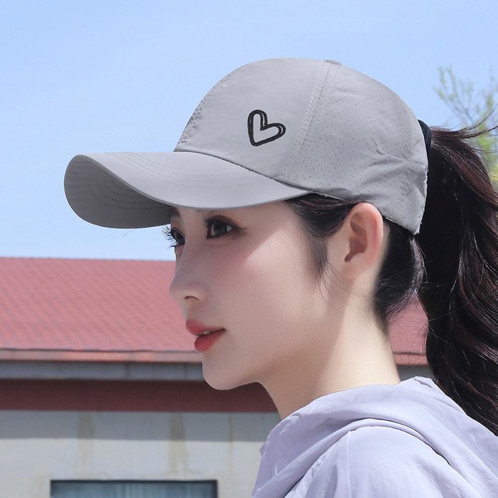 UV Protection Quick Dry Hat Embroidered Hearts Sports Cap New Ponytail Cap  Men