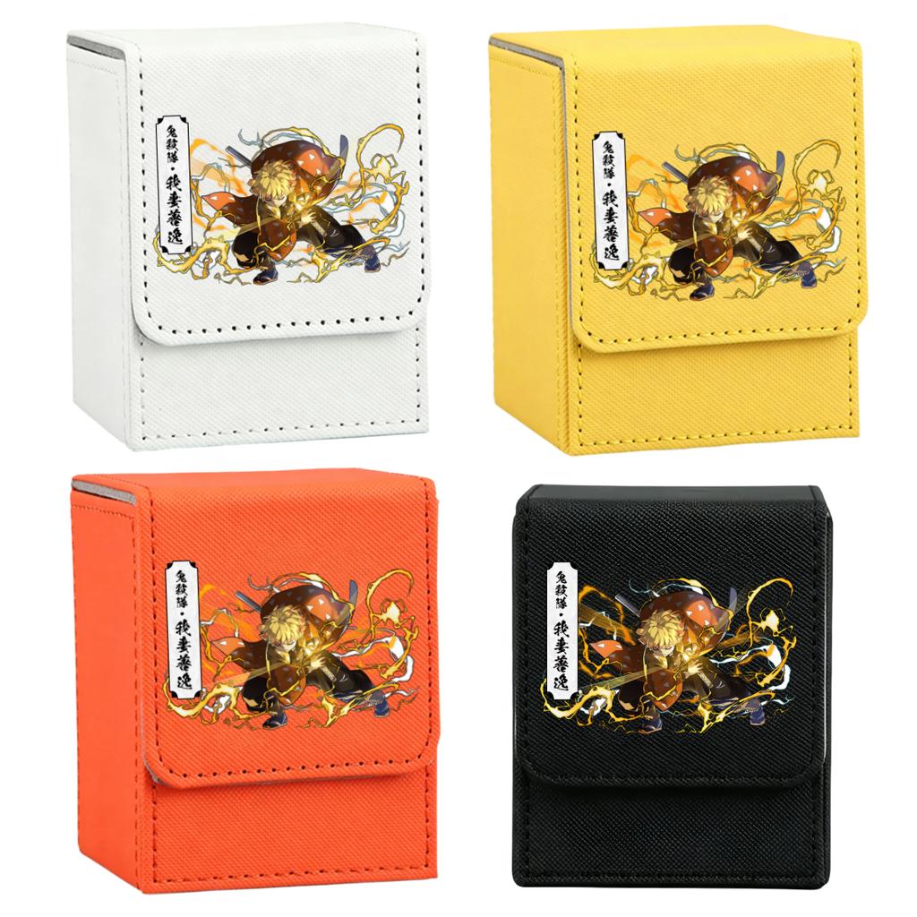 Anime Demon Slayer Card Case Kamado Tanjiro Nezuko Tsuyuri Agatsuma Zenitsu Self Made Leather Game Collection Card Storage Box