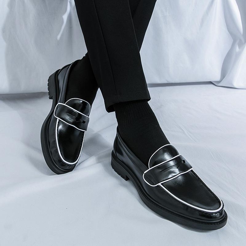Men s Fashion Slip-On Loafers: British Korean Styles, Large Sizes, Soft Sole Leather Shoes 41 чёрный