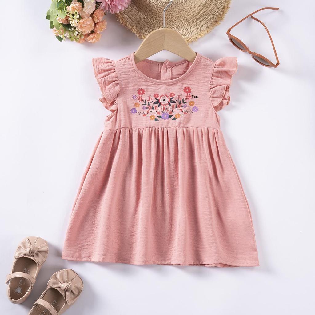 Trendiges Sommerkleid für Mädchen mit Volants und Print