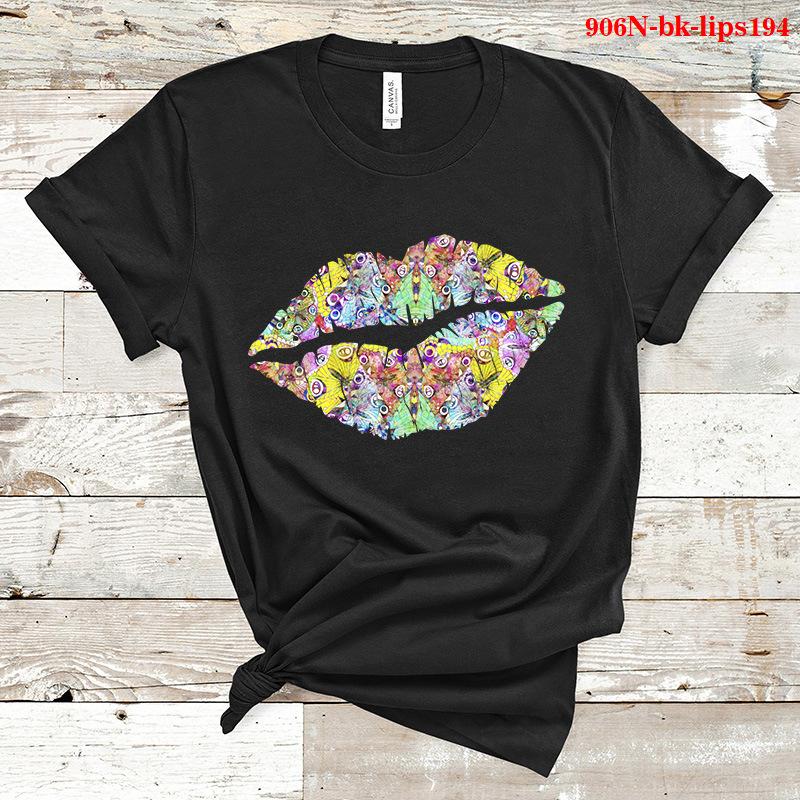 Sexy Colorful Lip Print Women T Shirt Short Sleeve O Neck Loose Women Tshirt Ladies Tee Shirt Tops Clothes Camisetas Mujer