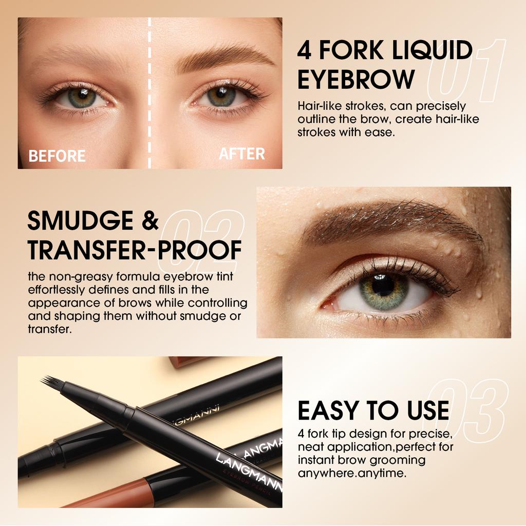 Langmanni Three-color Four-claw Eyebrow Pencil Three-dimensional Natural Not Easy To Smudge Lasting Smooth