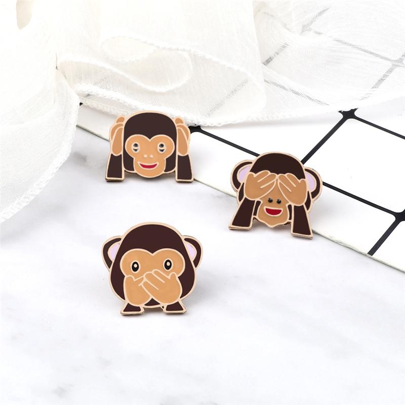 Personalized Animal Brooch Cartoon Lovely Shy Monkey Enamel Pins Cute Funny Badges Jewelry Gifts Backpack Lapel Pin Dropshipping