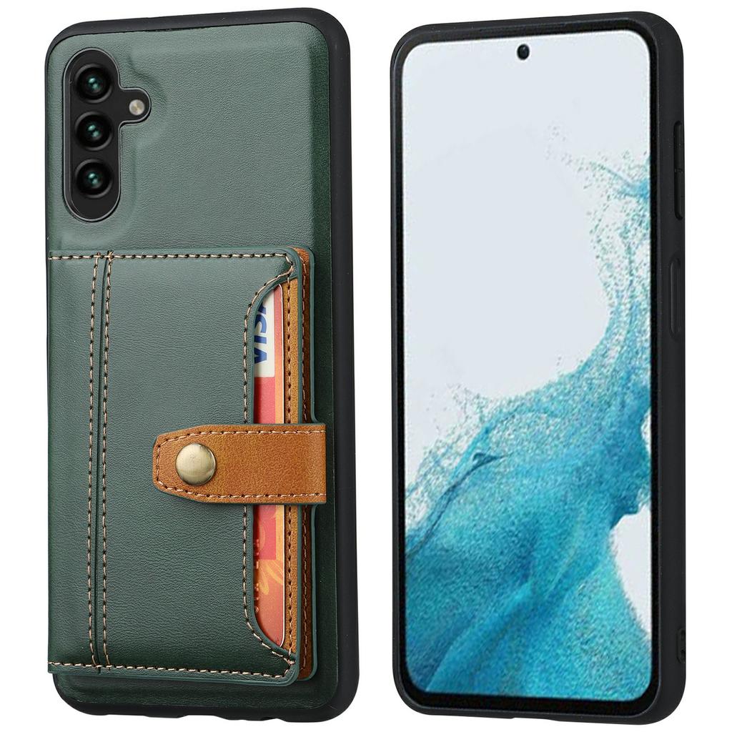 For Samsung Galaxy S25 Case Calf Texture Card Holder PU Leather + TPU Kicsktand Phone Cover
