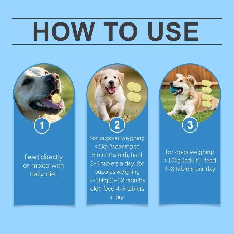 Hundegesundheitsergänzung mit Vitaminen, Mineralstoffen, Aminosäuren 80 Tabletten zur Verbesserung des Immunsystems Für Alle Rassen